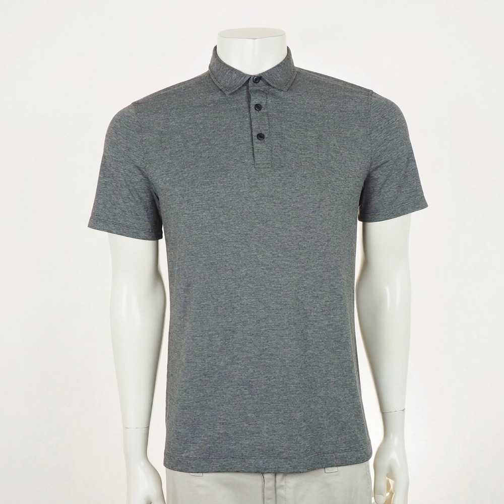 Lululemon Evolution Polo Shirt Mens Small Heather Gray Stretch Golf Casual Tech